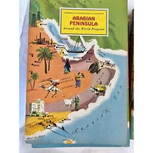 Lot of 28 Vintage Geography Sticker Book Collection: 1950s-60s Travel Reference